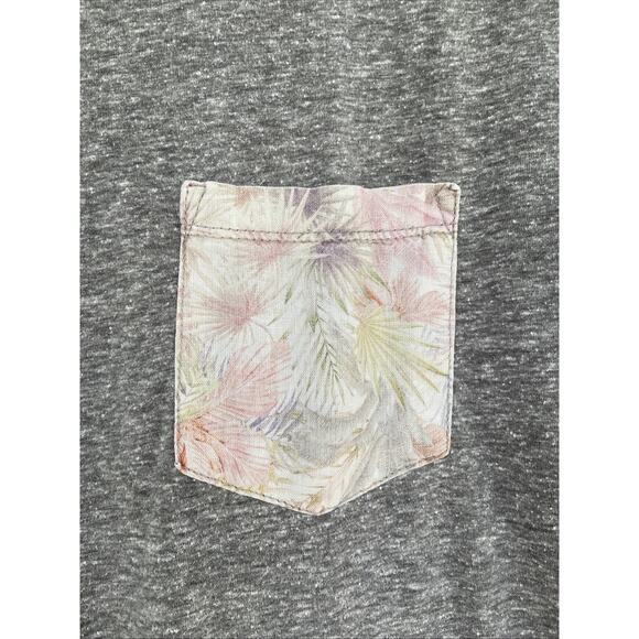 Marine Layer Re Spun Gray Slub Knit Tropical Palm Pocket Tee Tshirt Womens Large - Picture 3 of 6
